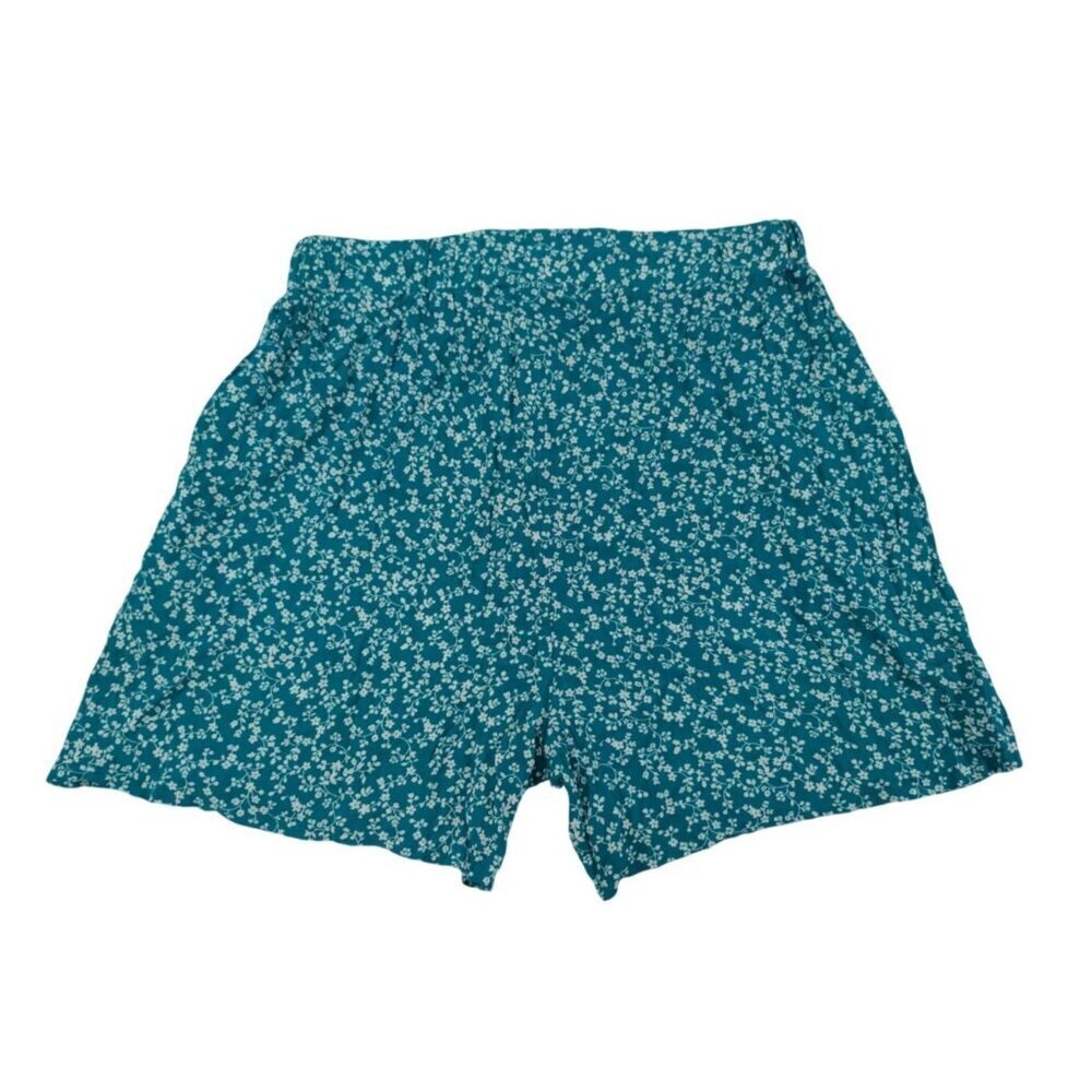 West Loop Womens Teal Floral Print Short Shorts Size L/XL Drawstring Waist NWT - Picture 2 of 6